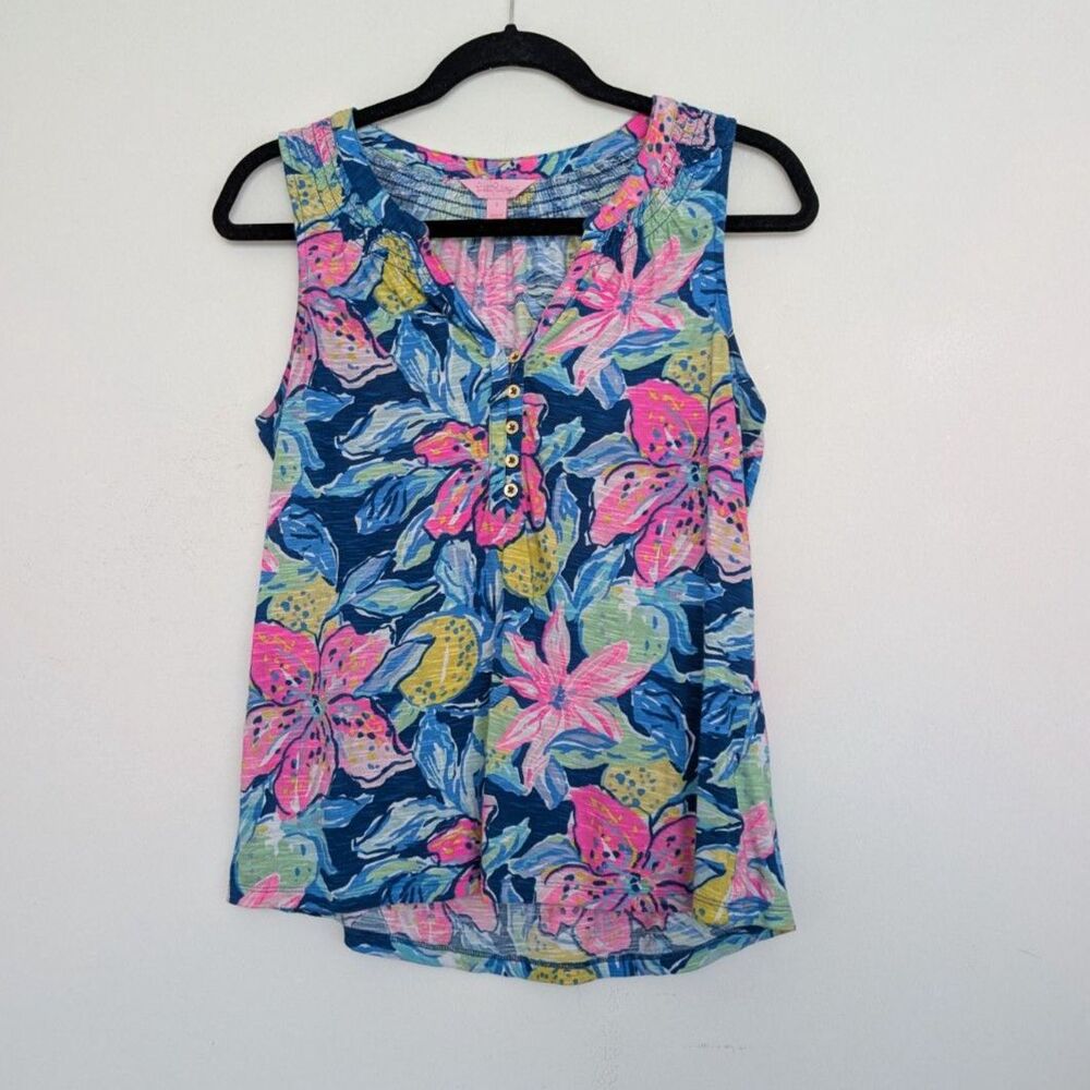 Lilly Pulitzer Essie Tank Top in Capri Soleil Sz S Floral Sleeveless Blouse